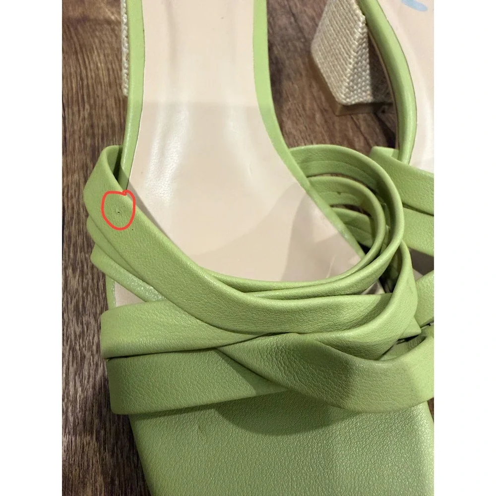 Journee Collection Moree Light Green Open‎ Square Toe Block Heel Slide Sandals 7